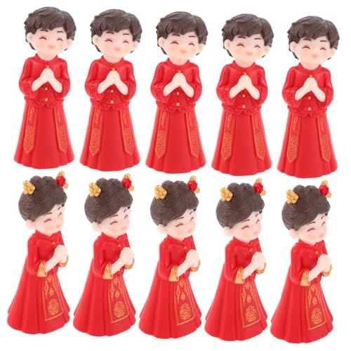HEALSOPTHY 5 Paare Mini Chinesische Hochzeitspaar Figuren Micro Landscape Dekor Traditionelle Braut und Bräutigam Statue als Torten-deko DIY Bastelset für Festliche Tischdekoration und von HEALSOPTHY