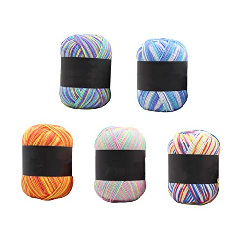HEALSOPTHY 5 Rollen Mehrfarbiges Baumwollgarn für Häkeln und Stricken mit Dreifädigem Weichem Garn Gelb Grün Orange und Blau für Kreative Projekte für Kleidung und Accessoires HEALSOPTHY 5 Rollen Mehrfarbiges Baumwollgarn für Häkeln und Stricken mit Dreifädigem Weichem Garn Gelb Grün Orange und Blau für Kreative Projekte für Kleidung und Accessoires von HEALSOPTHY