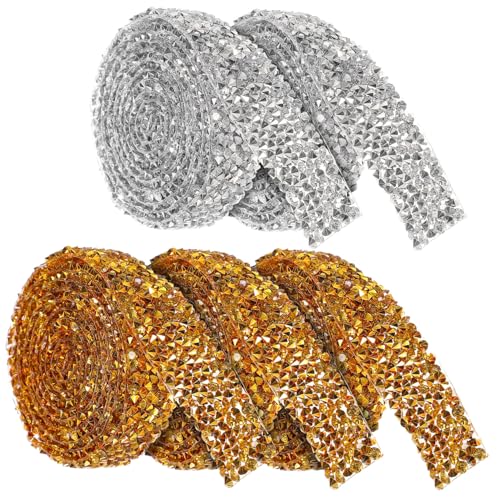 HEALSOPTHY 5 Rollen Selbstklebendes Strassband Funkelnde Glitzerbänder in Silber und Gold Flexible Rhinestone Sticker für DIY Bastelarbeiten Hochzeits und Dekorationszubehör Zuschneidbar und HEALSOPTHY 5 Rollen Selbstklebendes Strassband Funkelnde Glitzerbänder in Silber und Gold Flexible Rhinestone Sticker für DIY Bastelarbeiten Hochzeits und Dekorationszubehör Zuschneidbar und von HEALSOPTHY