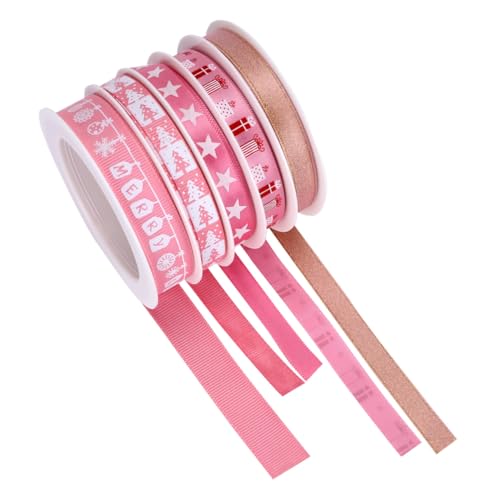 HEALSOPTHY 5 Rollen Teiliges Weihnachtsband Breit Pinke Dekorative Geschenkband mit Festlichem Print für DIY Basteln Geschenkverpackung und Weihnachtsdeko HEALSOPTHY 5 Rollen Teiliges Weihnachtsband Breit Pinke Dekorative Geschenkband mit Festlichem Print für DIY Basteln Geschenkverpackung und Weihnachtsdeko von HEALSOPTHY
