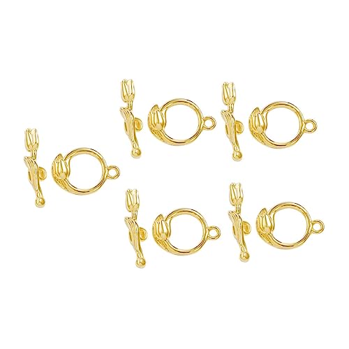 HEALSOPTHY 5 Sätze DIY Schmuck Knebelverschlüsse Metall Goldfarbene Ot Verschluss O Teil T Teil Bohrung für Halsketten und Armbänder von HEALSOPTHY