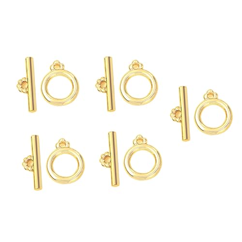 HEALSOPTHY 5 Sätze Goldene Ot Verschlüsse Metall Schmuckverschluss mit Bar für DIY Armband Halskette Schmuckherstellung Zubehör Robust Langlebig Einfach zu Bedienen von HEALSOPTHY