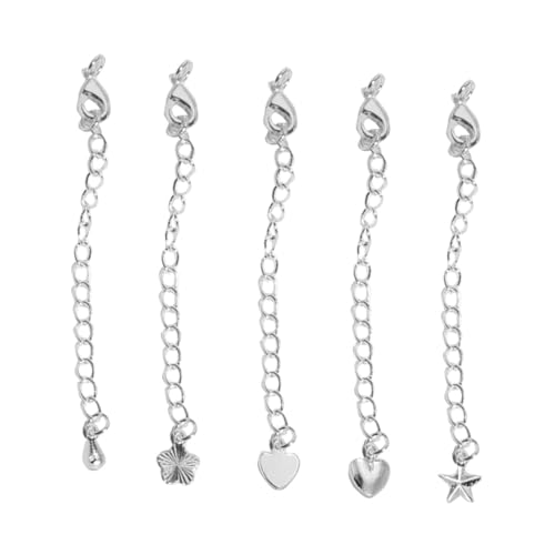 HEALSOPTHY 5 Stück Armbandverlängerungsketten mit Silberfarbenem Karabinerverschluss Lange Schmuckverlängerungen für DIY Armbänder und Halsketten Einfache Montage Vielseitig für von HEALSOPTHY