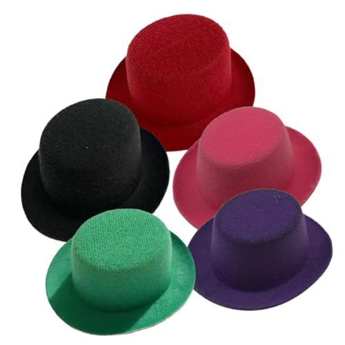 HEALSOPTHY 5 Stück Miniatur Puppenhüte Teiliges aus Langlebigem Eva Material Bunte Mini Hüte für DIY Bastelprojekte Leichte Mini Hüte in Grün Schwarz und Rot für Puppenhaus Zubehör und von HEALSOPTHY