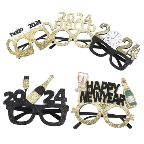 HEALSOPTHY 5 Stück Neujahrs-partybrillen Leichte Bequeme Fotorequisiten für Silvester Strapazierfähige Modische Brillengestelle für Festivals und Themenfeiern von HEALSOPTHY