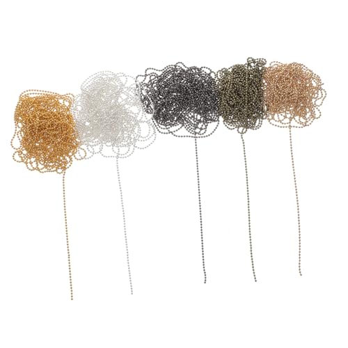 HEALSOPTHY 5 Stück Teiliges Ballketten Metallkugelketten DIY Schmuckzubehör für Halsketten Schlüsselanhänger Vorhangketten in Silber Gold Antikbronze Schwarz und Gold von HEALSOPTHY