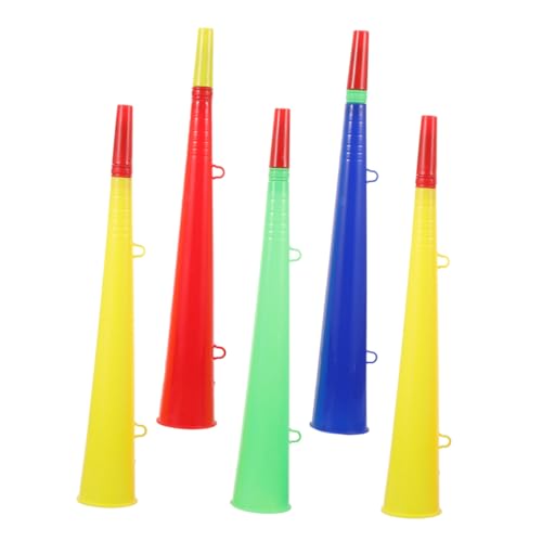 HEALSOPTHY 5 Stück Teiliges Bunte Plastik Tröten für Sportveranstaltungen Leichte und Langlebige Fanfare ohne Batterien als Lauter Noise Maker für Fußballfans und von HEALSOPTHY