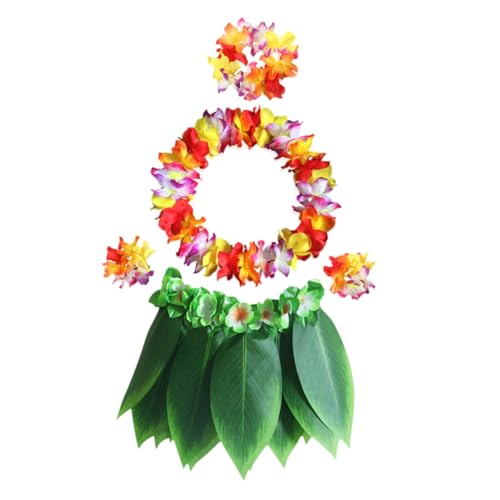 HEALSOPTHY 5 Stück Teiliges Hawaii Kostüm Set für Grünem Realistischem Blumenkranz Armband und Kopfschmuck Tropisches Hula Outfit für Sommer Luau Party und Beach Verkleidung von HEALSOPTHY