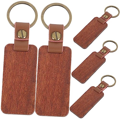 HEALSOPTHY 5 Stück Teiliges Holz Schlüsselanhänger Blanko zum Bemalen und Gravieren Stabile DIY Anhänger aus Natürlichem Holz für Kreative Schlüsselringe für Bastelprojekte und Persönliche von HEALSOPTHY