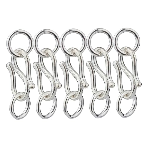 HEALSOPTHY 5 Stück Teiliges S Haken Verschlüsse aus Sterling Silber mit Verlöteten Ringen als Schmuckverbinder für Halsketten und Armbänder Langlebig und Geeignet für DIY Schmuckherstellung von HEALSOPTHY
