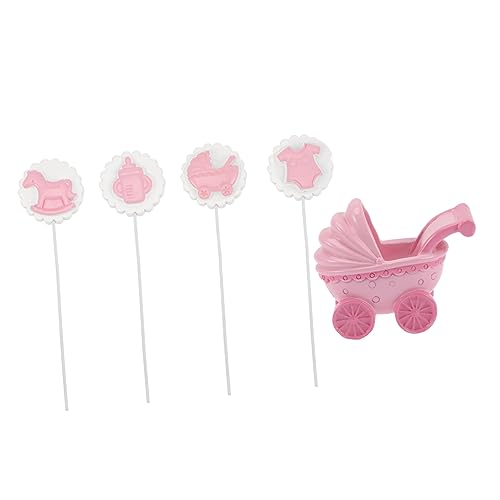 HEALSOPTHY 5 Stück Teiliges Shower Tortendeko Niedliche Babywagen und Flasche Kuchen Topper für Unvergessliche Feiern Babyparty und Kindergeburtstag von HEALSOPTHY