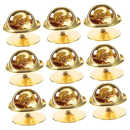 HEALSOPTHY 50 Sätze Anstecker Rückseiten mit Verriegelung Pin Back für Broschen und Krawatten Goldbasis für DIY Bastelprojekte und Schmuckgestaltung von HEALSOPTHY