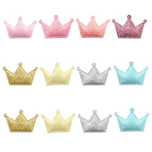 HEALSOPTHY 50 Stück DIY Stoffapplikationen Kronen Patches zum Aufnähen Bunte Nähapplikationen für Kleidung und Haaraccessoires Langlebige Farbintensive Kronenstickerei für Individuelle von HEALSOPTHY