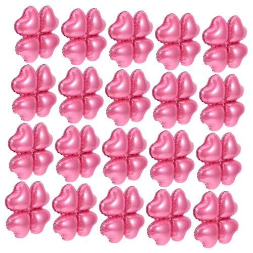 HEALSOPTHY 50 Stück Folienballons Herzform Vierblättriges Kleeblatt Design Pinke Dekorationsballons Wiederverwendbar Einfach Aufblasbar Für Geburtstag Hochzeit Valentinstag und Jubiläum von HEALSOPTHY