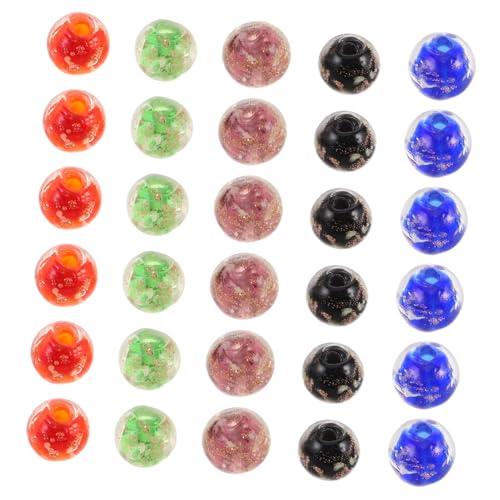 HEALSOPTHY 50 Stück Glasperlen Leuchtend Blau Schwarz Grün Rot Lila Runde Nachtleuchtende Spacer Perlen für Diy Schmuck Armbänder Halsketten Bastelzubehör Kreative Glow in The Dark von HEALSOPTHY