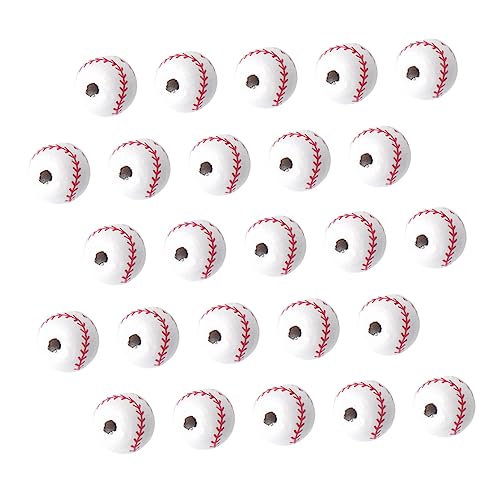 HEALSOPTHY 50 Stück Holzperlen für Armbänder DIY Baseball Muster Schmuckzubehör Kreative Bastelmaterialien für Armband und Halskettenherstellung von HEALSOPTHY