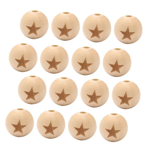 HEALSOPTHY 50 Stück Holzperlen mit Gravur DIY Schmuck Zubehör für Langlebige Leichte Schima Superba Perlen zum Basteln von Ohrringen Armbändern Taschen und Schmuckdekorationen von HEALSOPTHY
