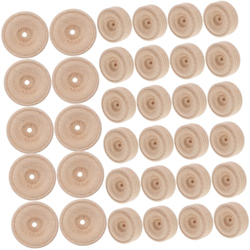HEALSOPTHY 50 Stück Holzräder für DIY Basteln Unbemalte Robuste Holzräder Spielzeugräder für Modellfahrzeuge Handgefertigte Lernspielzeug autoteile von HEALSOPTHY
