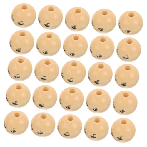 HEALSOPTHY 50 Stück Lächelnde Gesichts Holzperlen Naturholz Rundperlen für DIY Bastelprojekte Schmuckherstellung und Dekoration Unbeschichtet für Kreative Handarbeiten von HEALSOPTHY