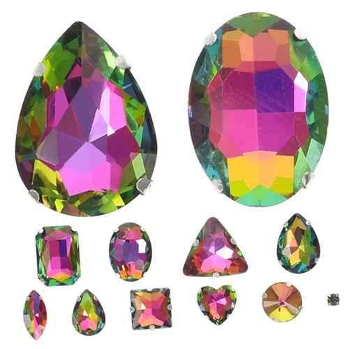 HEALSOPTHY 50 Stück Nähbare Krallen strasssteine Bunte Glassteine zum Basteln Kleidung Schmuck Verzierung DIY Materialien von HEALSOPTHY