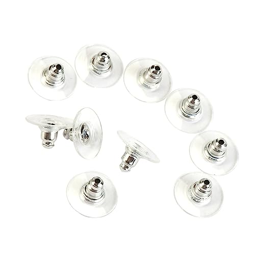 HEALSOPTHY 50 Stück Ohrstecker Verschlüsse aus Metall mit Weißem Kunststoffpolster Langlebige Ohrring Backings Leicht und Ergonomisch Geeignet für Schmuckherstellung und Reparatur von HEALSOPTHY