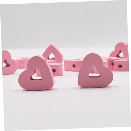 HEALSOPTHY 50 Stück Teiliges Herzförmiger Holzperlen mit Glatter Oberfläche und Kleinem Langlebige DIY Spacer Perlen für Valentinstag Schmuckherstellung und Armband Basteln von HEALSOPTHY