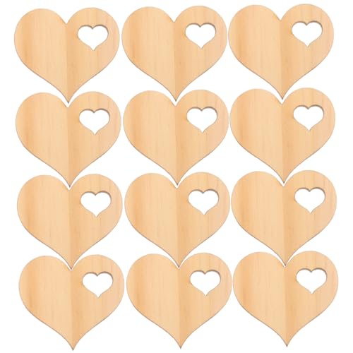HEALSOPTHY 50 Stück Teiliges Herzform Holzscheiben zum Basteln Naturbelassene Holzherzen für DIY Dekoration Romantische Holzplättchen für Valentinstag Hochzeit und Handwerksprojekte von HEALSOPTHY