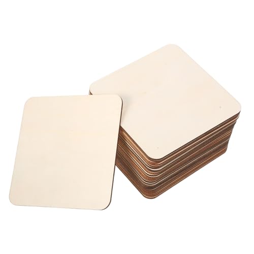 HEALSOPTHY 50 Stück Teiliges Quadratische Holzscheiben Naturbelassene Holzplatten für DIY Basteln Malerei Gravur Kreative Dekorationen Vielseitig Verwendbar mit Glatter Oberfläche aus von HEALSOPTHY