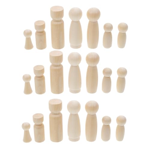HEALSOPTHY 50 Stück Teiliges Unvollendeter Holz Puppenkegel DIY Bastelset für Bemalbare Spielfiguren Holz Kreative Holzfiguren zum Bemalen und Dekorieren für Familien und Kunstprojekte von HEALSOPTHY