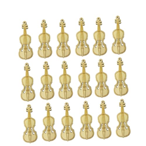 HEALSOPTHY 50 Stück hängender Tropfen Holz Gitarrenanhänger Vintage Violinen Dekoration Musikinstrument Dekoration gitarre hängender anhänger dekorativer Anhänger DIY-Material Hölzern von HEALSOPTHY