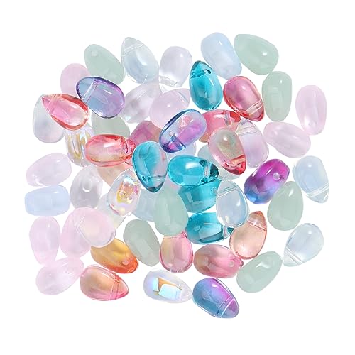 HEALSOPTHY 50Stücke Mehrfarbige Wassertröpfchen Glasperlen Anhänger für DIY Schmuck Handgefertigte Bastelmaterialien für Armbänder Dekorationen Zufällige Farben von HEALSOPTHY