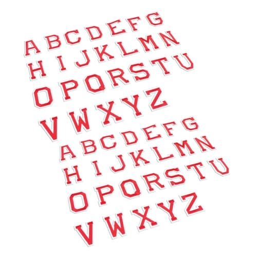 HEALSOPTHY 52 Stück Teiliges Bestickte Aufnäher mit Englischen Buchstaben in Rot und Selbstklebend und Bügelbar Langlebige Applikationen für Kleidung Hüte Jeans und DIY Bastelprojekte von HEALSOPTHY
