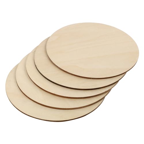 HEALSOPTHY 5Stücke Runde Holzscheiben DIY Unvollendete Holzplatten für Kreative Projekte zum Malen Basteln und Gestalten von HEALSOPTHY