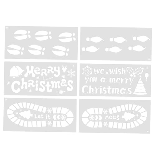 HEALSOPTHY 6 Blätter Weihnachtsschablonen Teiliges Pet Wiederverwendbare DIY Bastelvorlagen mit Hohlmuster für Erwachsene für Malen Scrapbooking und Wanddekoration Leicht zu Reinigen von HEALSOPTHY