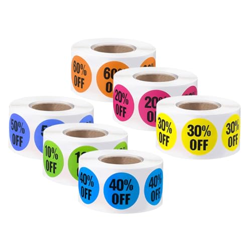 HEALSOPTHY 6 Rollen Rabattaufkleber Prozent Sticker Selbstklebend Wasserfest Langlebig für Einzelhandel Laden Verkaufsförderung Aktionsetiketten HEALSOPTHY 6 Rollen Rabattaufkleber Prozent Sticker Selbstklebend Wasserfest Langlebig für Einzelhandel Laden Verkaufsförderung Aktionsetiketten von HEALSOPTHY