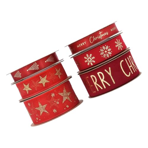 HEALSOPTHY 6 Rollen Weihnachtsband Rot Satin mit Goldfolie Geschenkband für Festliche Verpackungen Obstgeschenkboxen Weihnachtsbasteln Party und Saison Dekorationen Chiffonartiges Material HEALSOPTHY 6 Rollen Weihnachtsband Rot Satin mit Goldfolie Geschenkband für Festliche Verpackungen Obstgeschenkboxen Weihnachtsbasteln Party und Saison Dekorationen Chiffonartiges Material von HEALSOPTHY
