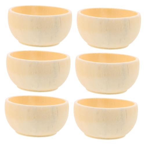 HEALSOPTHY 6 Stück Kleine Unbemalte Holzschalen Naturbelassenem Holz Leichte DIY Bastelschüsseln für Vielseitige Holzschalen für Snacks Dekoration und Kreative Malprojekte von HEALSOPTHY
