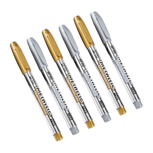 HEALSOPTHY 6 Stück Metallic Marker Pens Wasserbasierte Stifte für Diy und Grußkarten Glänzende Farben für Projekte und Persönliche von HEALSOPTHY