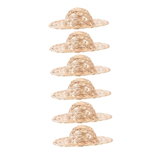 HEALSOPTHY 6 Stück Miniatur-strohhüte: Sombrero-Kappen, Handgewebte Mini-puppenhüte, Ornamente Für Heimwerker, Bastelarbeiten, Kleine Haustiere, Flaschenaufsatz, Foto-Requisite von HEALSOPTHY