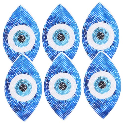 HEALSOPTHY 6 Stück Teiliges Bestickte Pailletten Aufnäher mit Augenmotiv Selbstklebend Aufnähen Dekorative Kleidungspatches für Jacken Jeans Hüte Rucksäcke und DIY Bastelprojekte von HEALSOPTHY