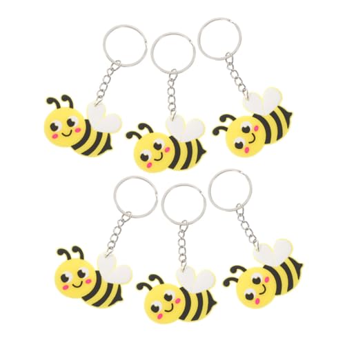HEALSOPTHY 6 Stück Teiliges Bienen Schlüsselanhänger aus Metall und PVC Cartoonartige Bienenform Langlebig und Farbbeständig Süße Taschen und Schlüsseldeko als für Freunde und Familie von HEALSOPTHY