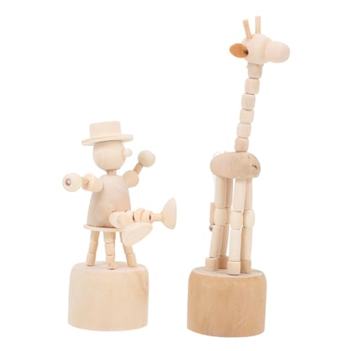 HEALSOPTHY 6 Stück Teiliges DIY Holzornament Kreative Bastelspielzeug Desktop Dekoration Puppen und Giraffen Figuren Weiß Naturholz Geschenkidee für Zuhause und Geburtstag von HEALSOPTHY