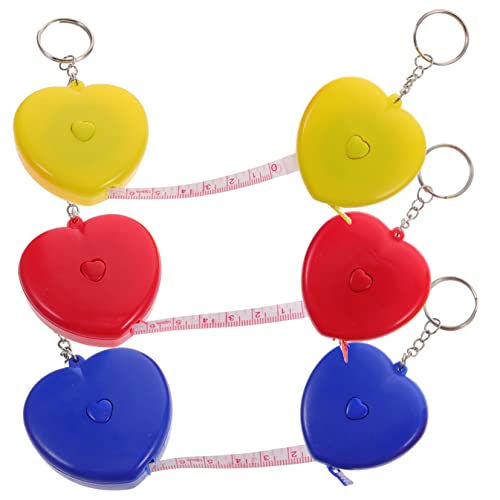 HEALSOPTHY 6 Stück Teiliges Herzform Maßband Einziehbar Tragbar für Körpermaße und Gewichtsverlust für Nähen und Schneiderei Bunten Designs von HEALSOPTHY