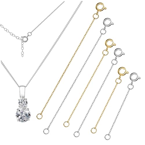 HEALSOPTHY 6 Stück Teiliges Verlängerungsketten für Damen Schmuck Verlängerungsketten in Gold und Weißgoldfarbene Armband und Halsketten Extender mit Stabilem Verschluss Verstellbar und von HEALSOPTHY