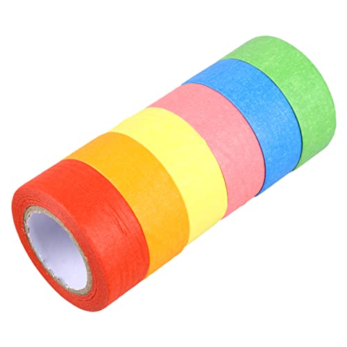 HEALSOPTHY 6 Stück Teiliges Washi Tape Bunten Farben Dekoratives Klebeband für DIY Scrapbooking Bastelprojekte und Mehr Rot Orange Gelb Grün Blau von HEALSOPTHY
