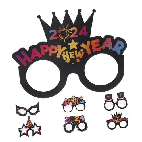 HEALSOPTHY 6 Stück Teiliges Year Decorative in Schwarz-gold für Erwachsene und Jugendliche Stylische Silvester Partybrillen Komfortabel und Vielseitig für Jahreswechsel Feierlichkeiten von HEALSOPTHY