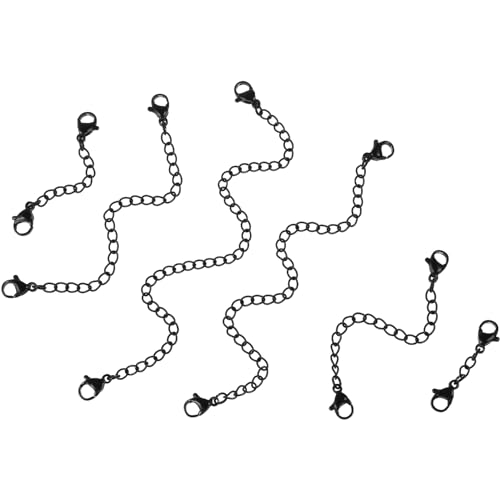 HEALSOPTHY 6 Stück Verlängerungskette Teiliges mit Hummerverschluss für Schmuckherstellung Schwarz für und Armbänder DIY Schmuckzubehör von HEALSOPTHY