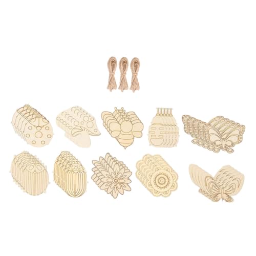 HEALSOPTHY 60 Sätze Teiliges Unbehandelte Holzscheiben zum Basteln Natürliche Holz Deko zum Bemalen und Verzieren Langlebige DIY Holzfiguren für Kreative Kunstprojekte und Heimdekoration von HEALSOPTHY