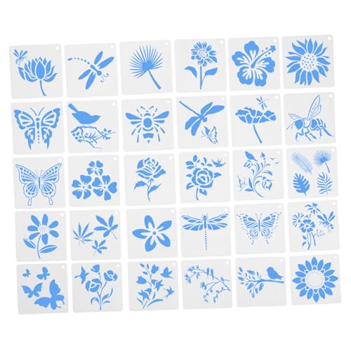 HEALSOPTHY 60 Stück Schablonen für Malerei DIY Malvorlagen Wanddekor Schablonen für Kunsthandwerk Wiederverwendbare Blumen und Schmetterlingsdesigns für Flache Oberflächen von HEALSOPTHY