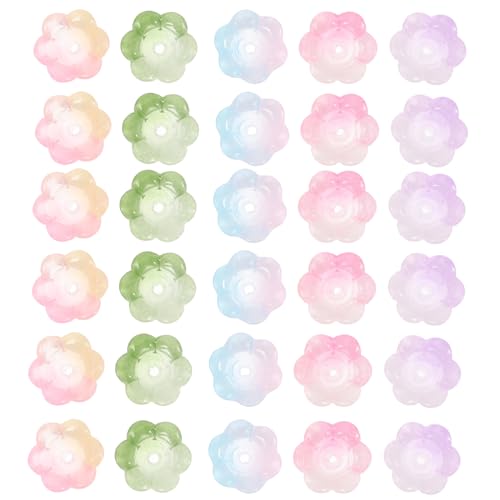 HEALSOPTHY 60 Stück Teiliges Bunte Glasblumen anhänger Perlen für DIY Armband Halskette Ohrring Schmuckherstellung Robuste Glasierte Blütencharms in Pastellfarben Vielseitig für von HEALSOPTHY